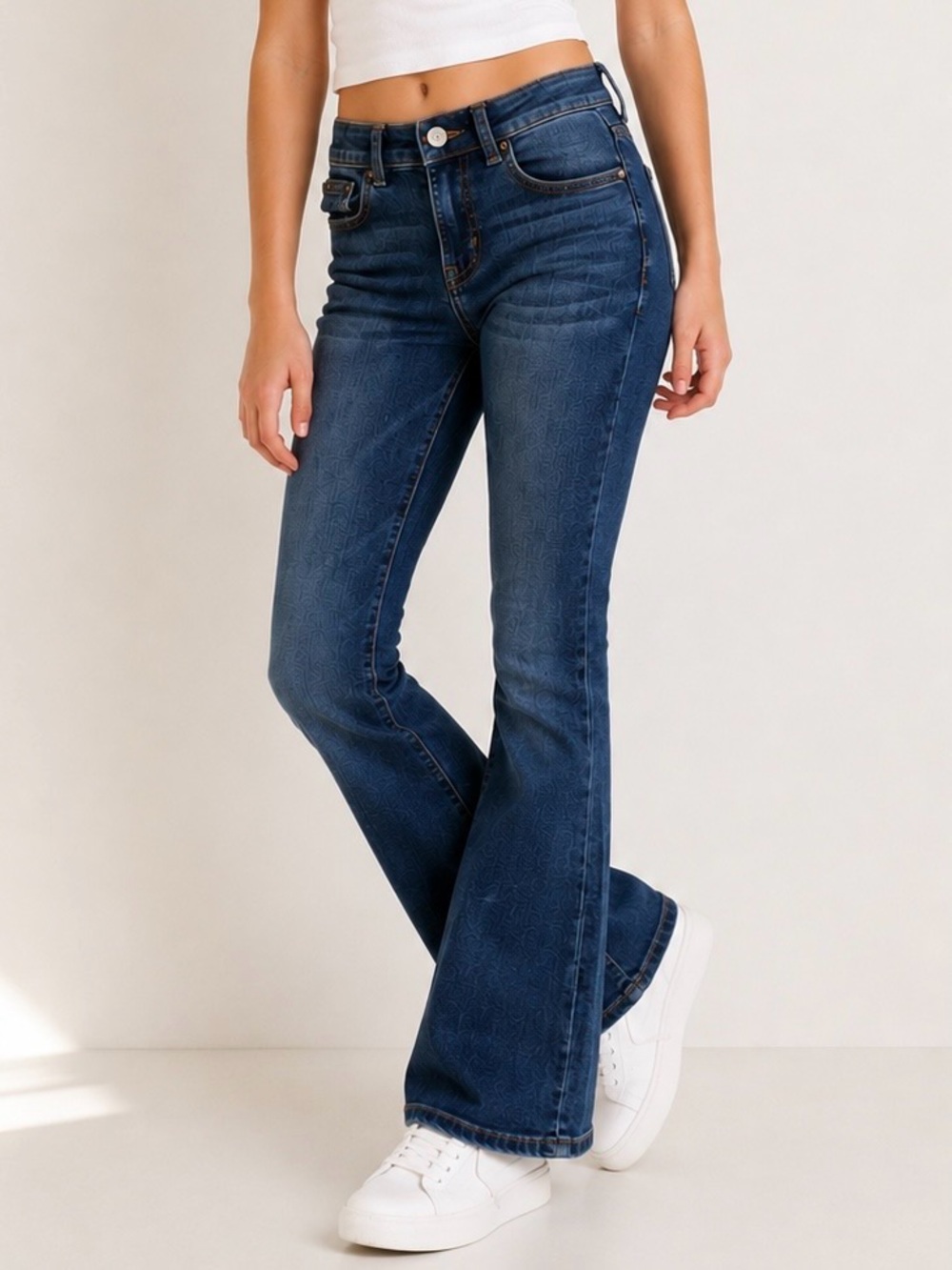 Gap Kids Girls Size 8 Flare High Rise Stretch Jeans Dark Wash Blue Denim